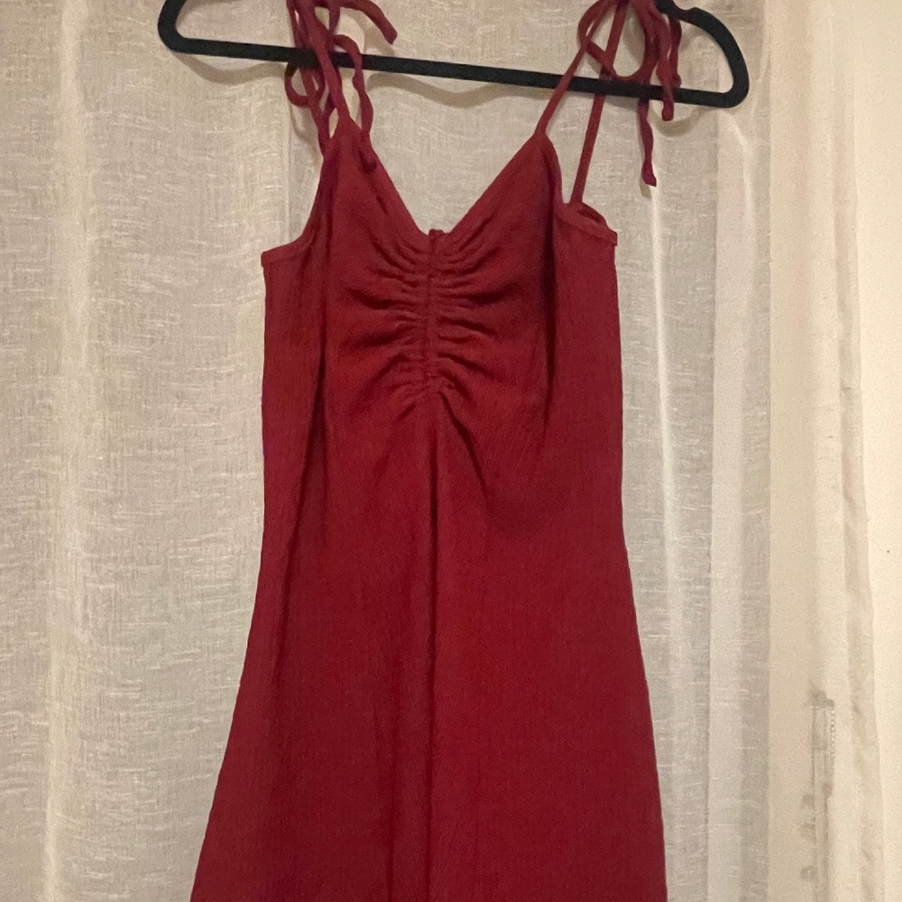 Maroon spaghetti strap dress with ties